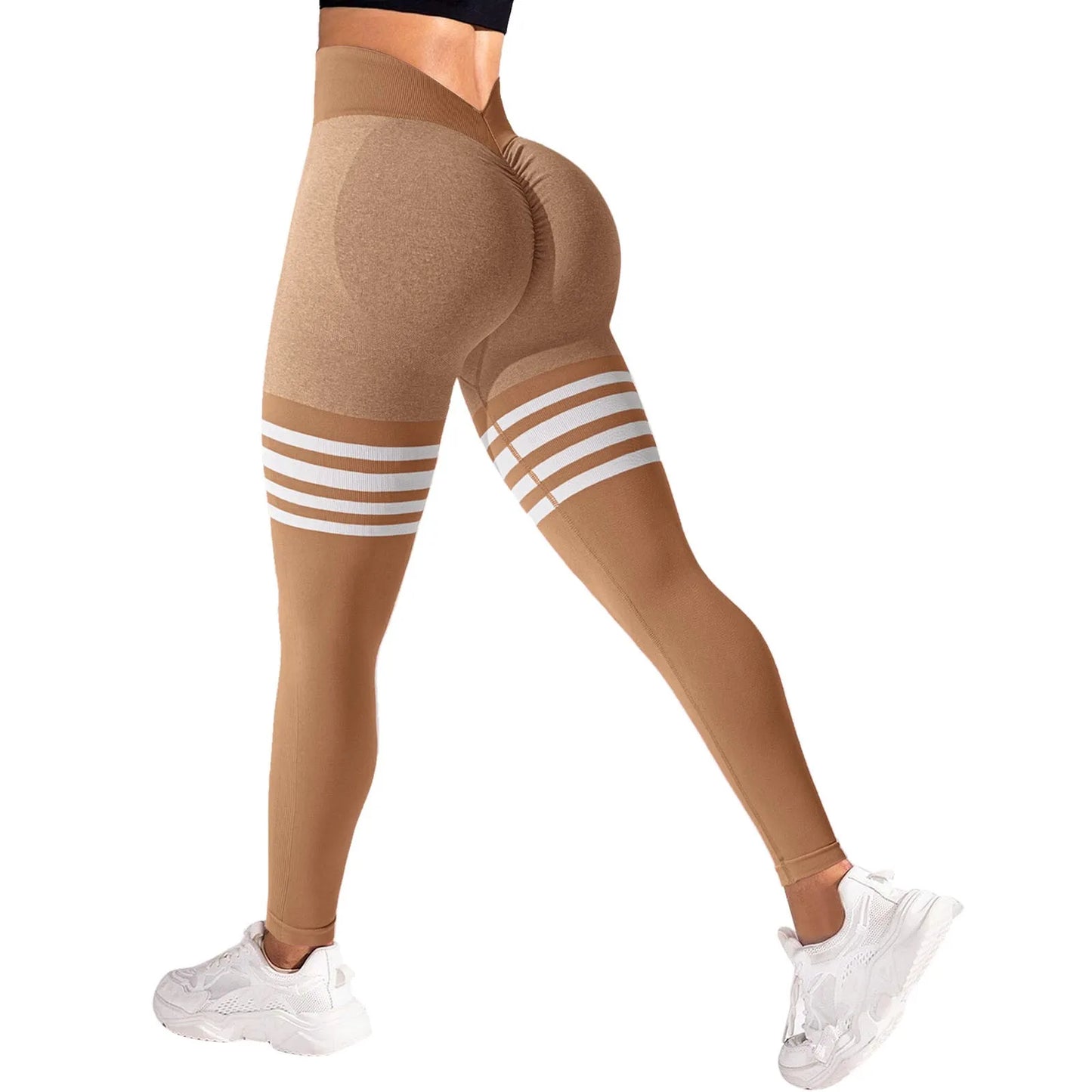 Women Pants Striped Outdoor Sports Leggings High Waisted Hip Lifting Yoga Clothing Quick Dry Running Exercise Fitness Pantyhose