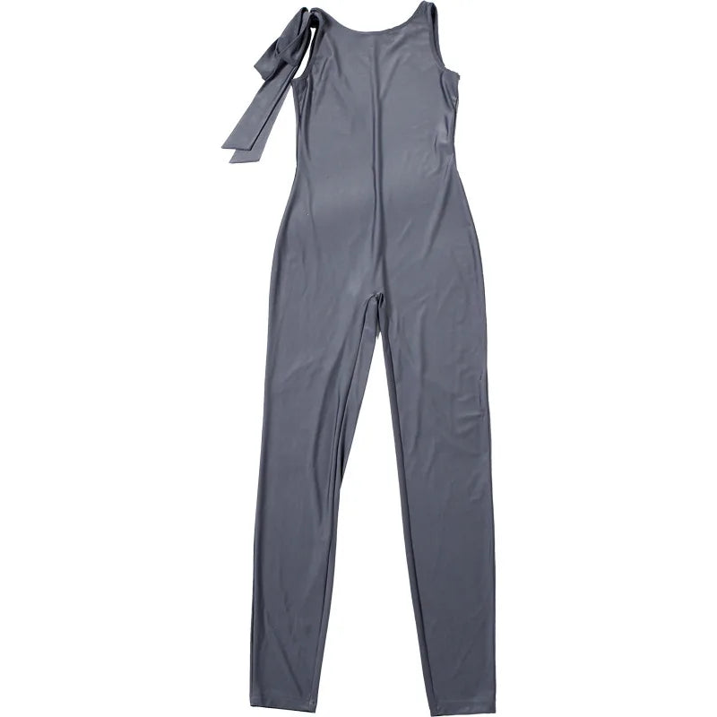 European and American cross-border jumpsuit new sexy slim fit personality slanted shoulder fashion street women Y2K style