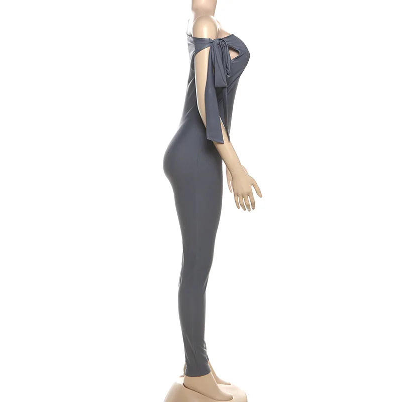 European and American cross-border jumpsuit new sexy slim fit personality slanted shoulder fashion street women Y2K style