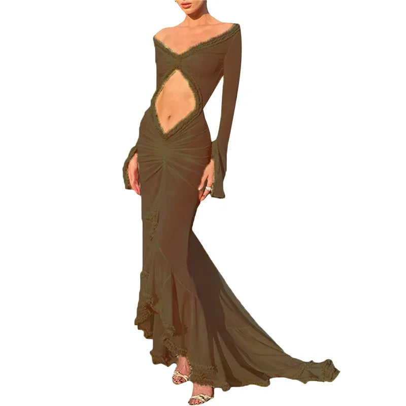 hirigin Women Sexy Lace See Through Maxi Dress Y2k Floral Sheer Strap Backless Bodycon Fitted Long Dress Party Club Dress