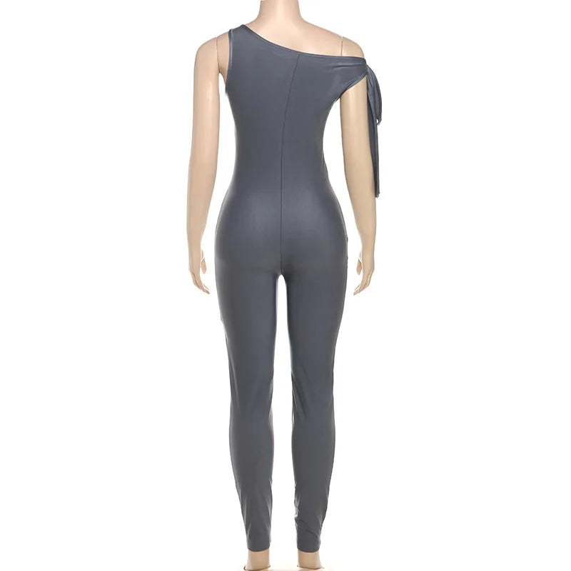 European and American cross-border jumpsuit new sexy slim fit personality slanted shoulder fashion street women Y2K style