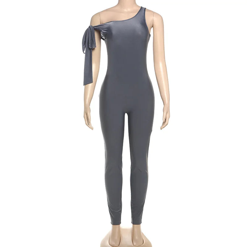 European and American cross-border jumpsuit new sexy slim fit personality slanted shoulder fashion street women Y2K style