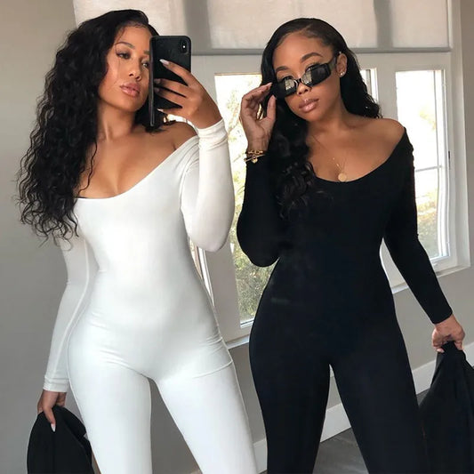 Bodycon Jumpsuit Women Solid Long Sleeve Skinny Sporty Rompers Playsuits Fitness Casual Activity Streetwear Overalls